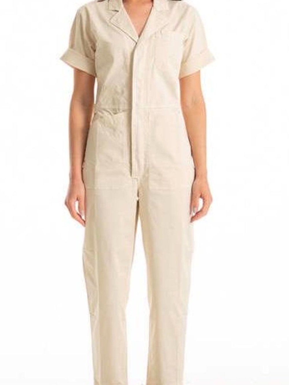 Alex Mill Cream Short-Sleeve Utility Jumpsuit